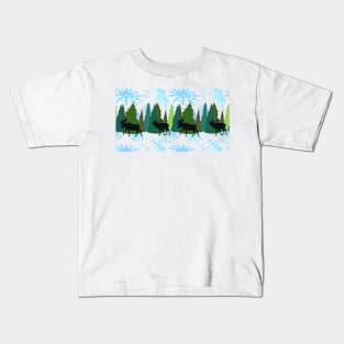 Elk and Moose Winter Holiday Kids T-Shirt